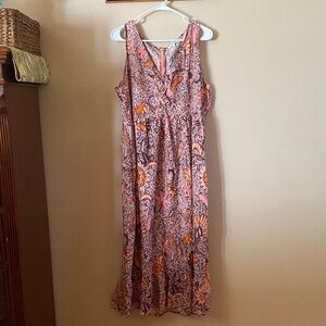 Madewell Floral Maxi Dress - Pink and Orange